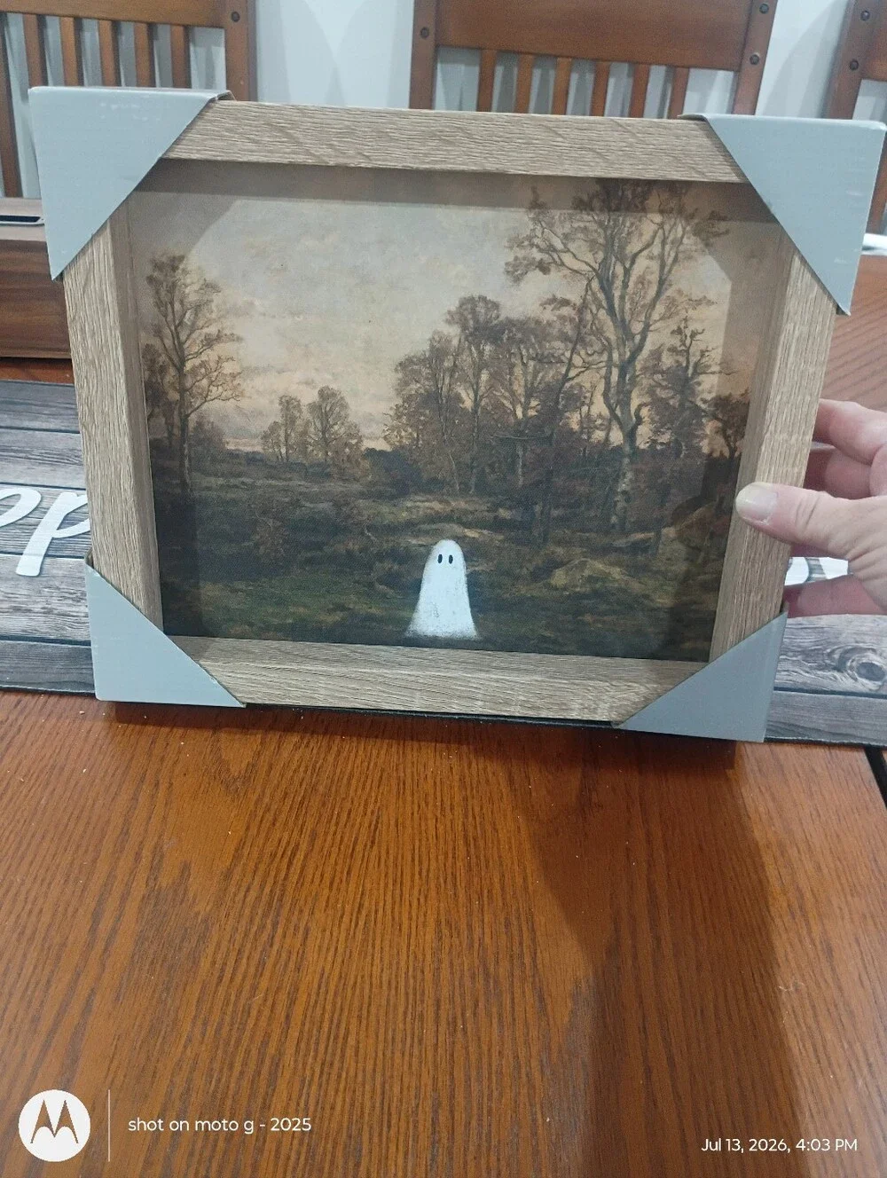 Framed Woodland Ghost Print in Brown Frame by